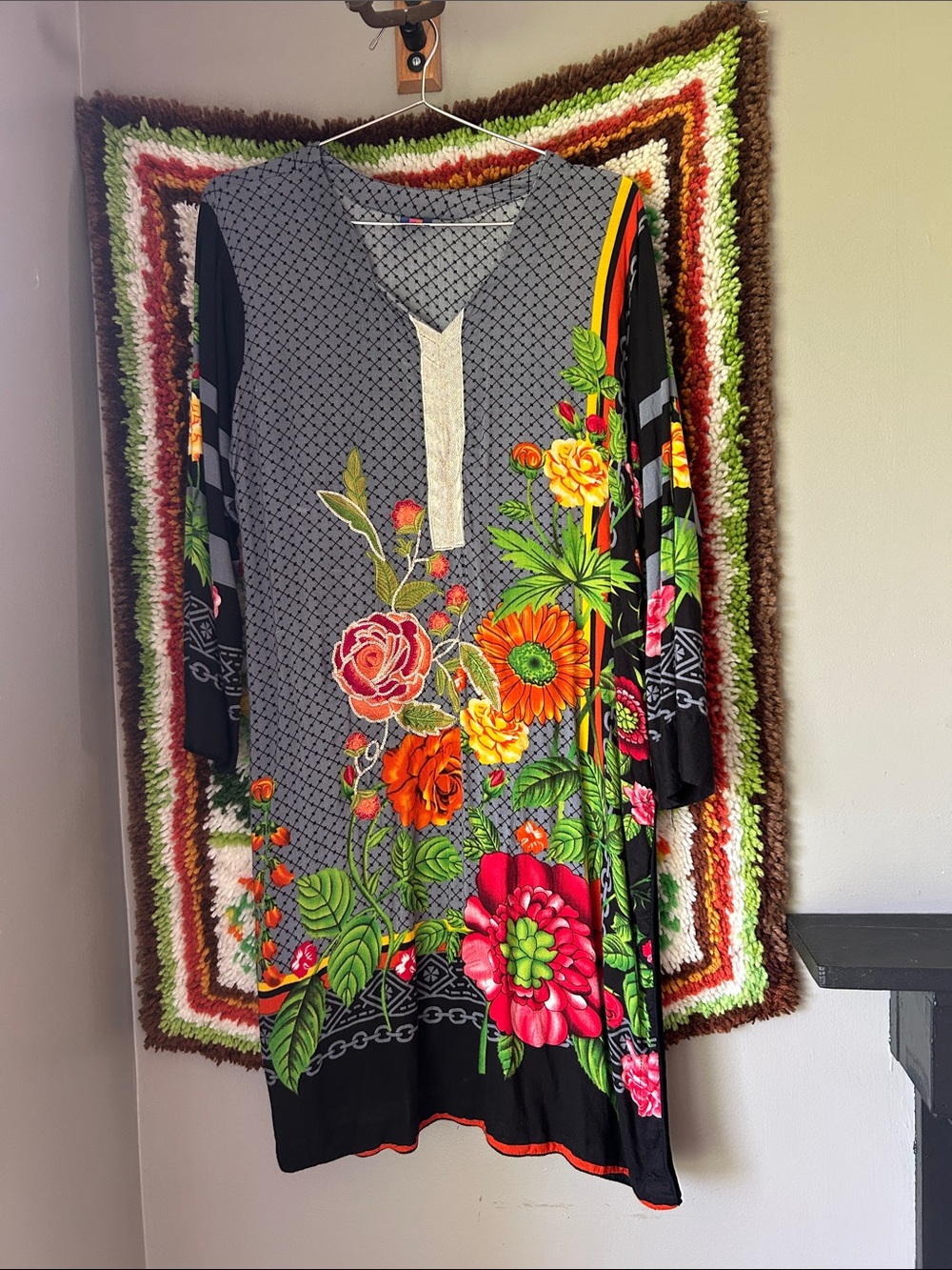 large floral boho side slit dress